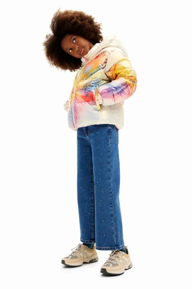 Coats And Jackets Kids Desigual Metallic Floral Coat Yellow