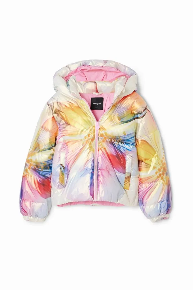 Coats And Jackets Kids Desigual Metallic Floral Coat Yellow