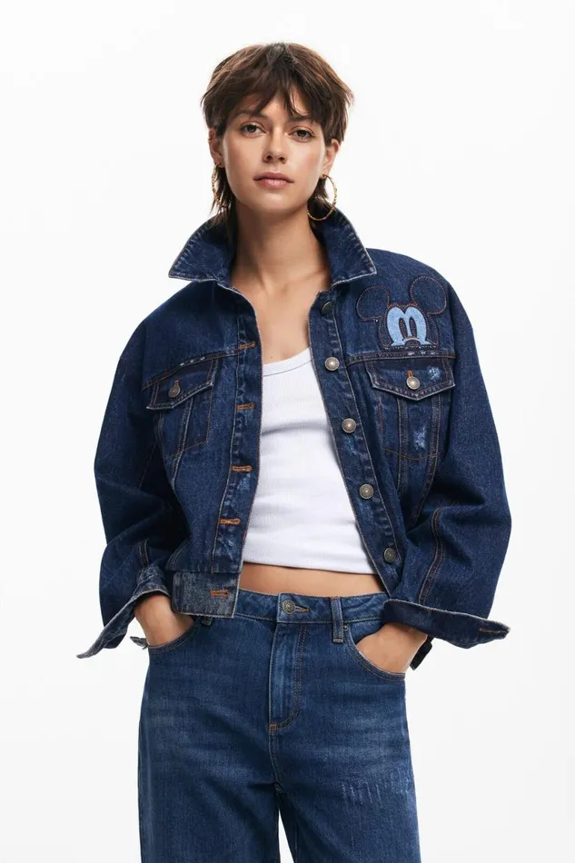 Coats And Jackets Women Desigual Mickey Denim Jacket Blue