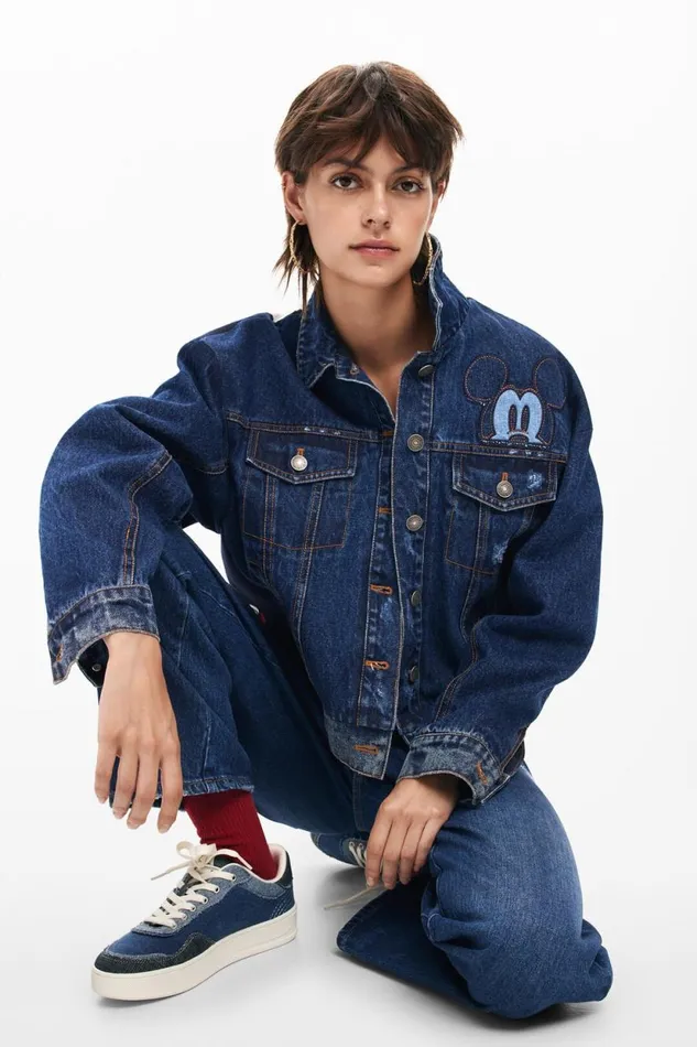 Coats And Jackets Women Desigual Mickey Denim Jacket Blue