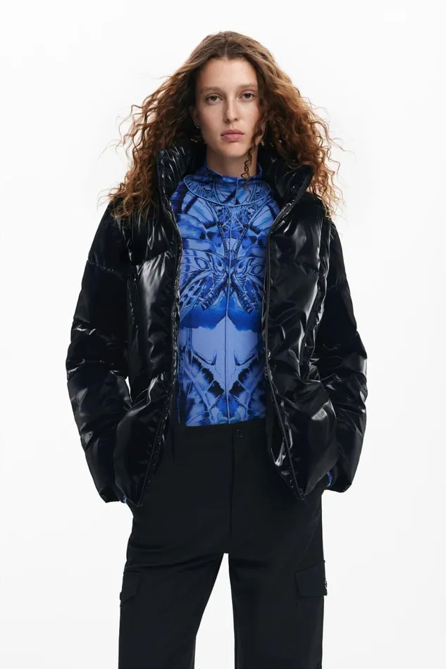 Coats And Jackets Women Desigual Padded Coat With Hood Black
