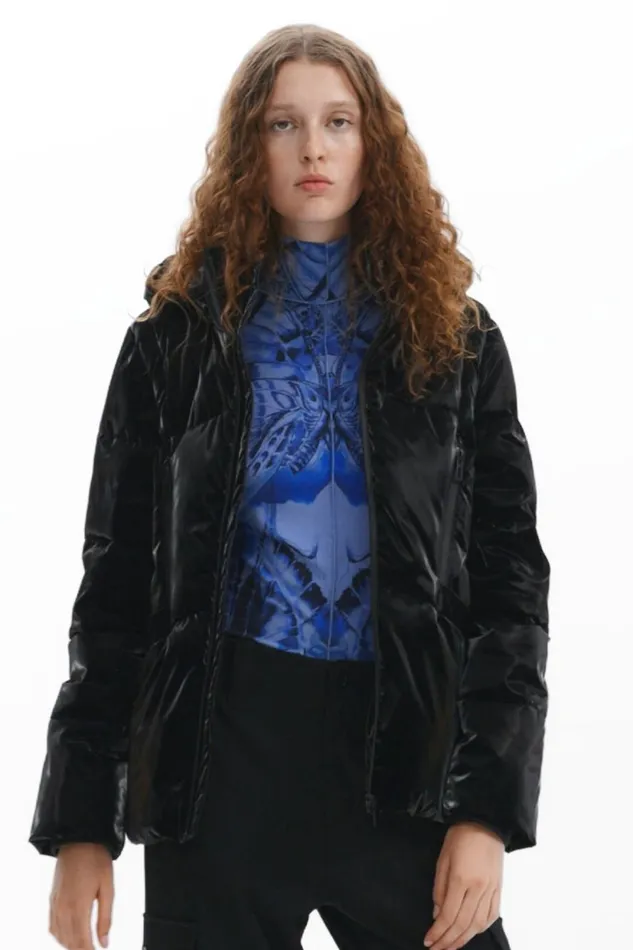 Coats And Jackets Women Desigual Padded Coat With Hood Black