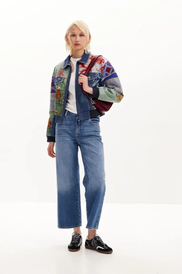 Coats And Jackets Women Desigual Patchwork Denim Jacket Blue