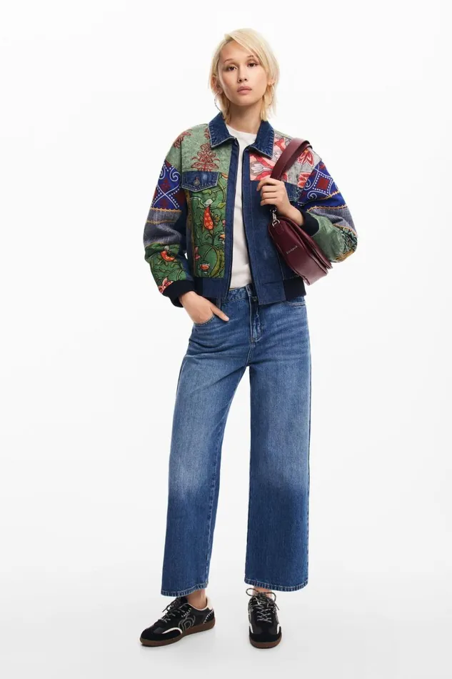 Coats And Jackets Women Desigual Patchwork Denim Jacket Blue