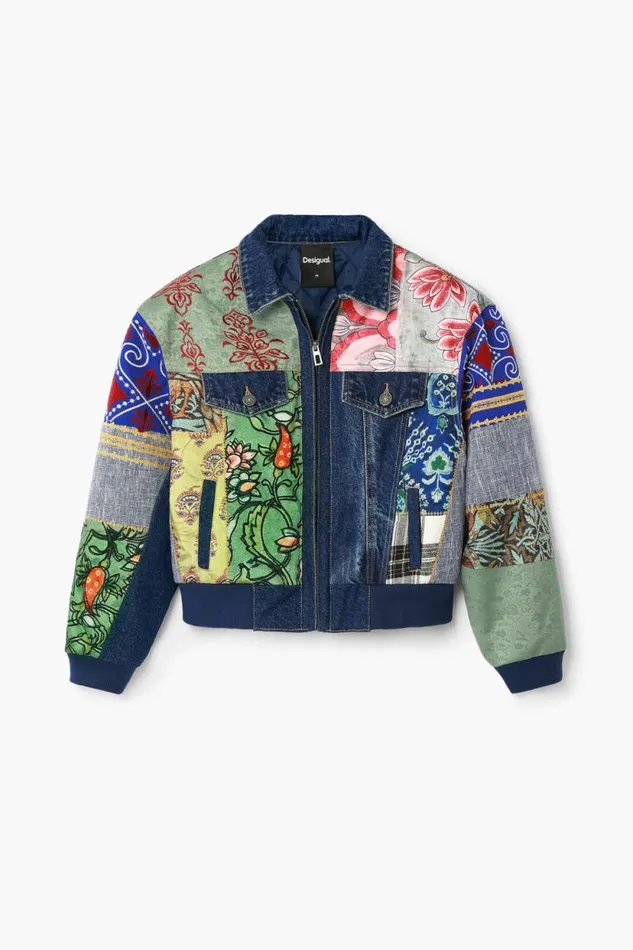 Coats And Jackets Women Desigual Patchwork Denim Jacket Blue