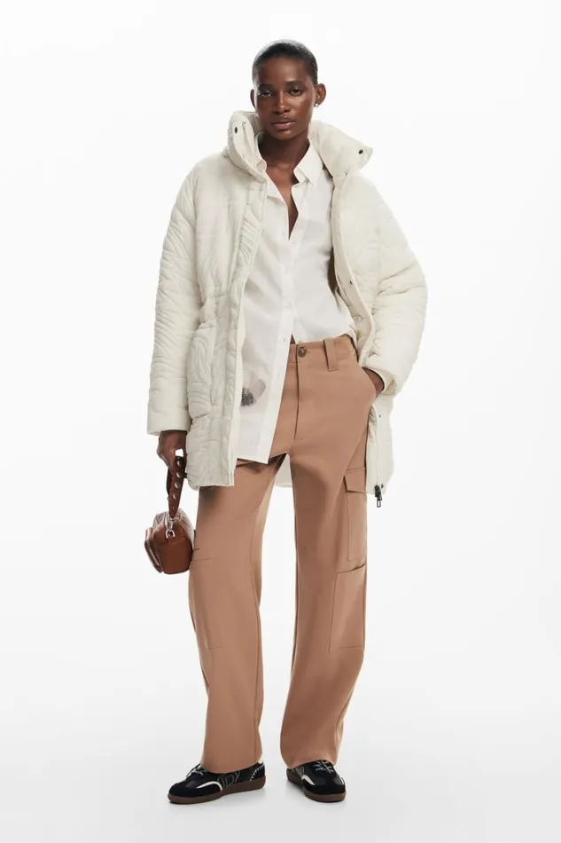 Coats And Jackets Women Desigual Textured Padded Coat White