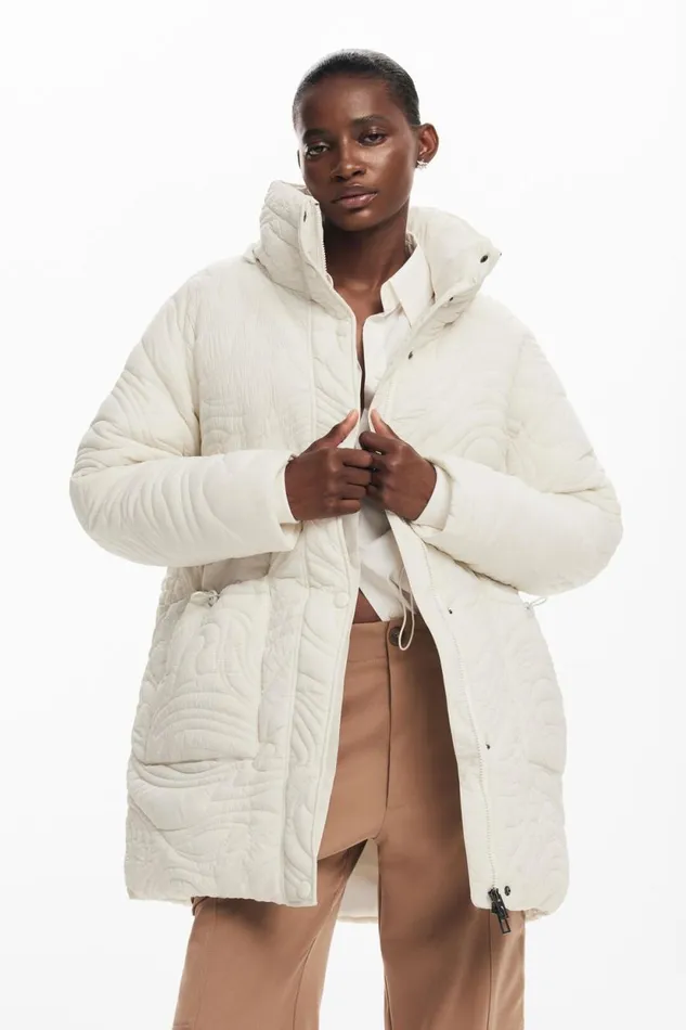 Coats And Jackets Women Desigual Textured Padded Coat White