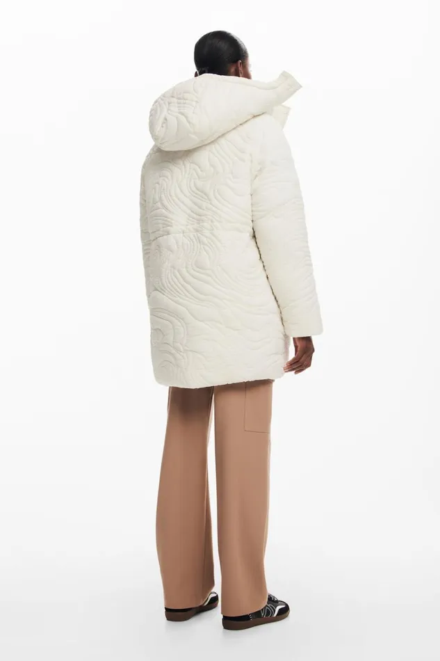Coats And Jackets Women Desigual Textured Padded Coat White