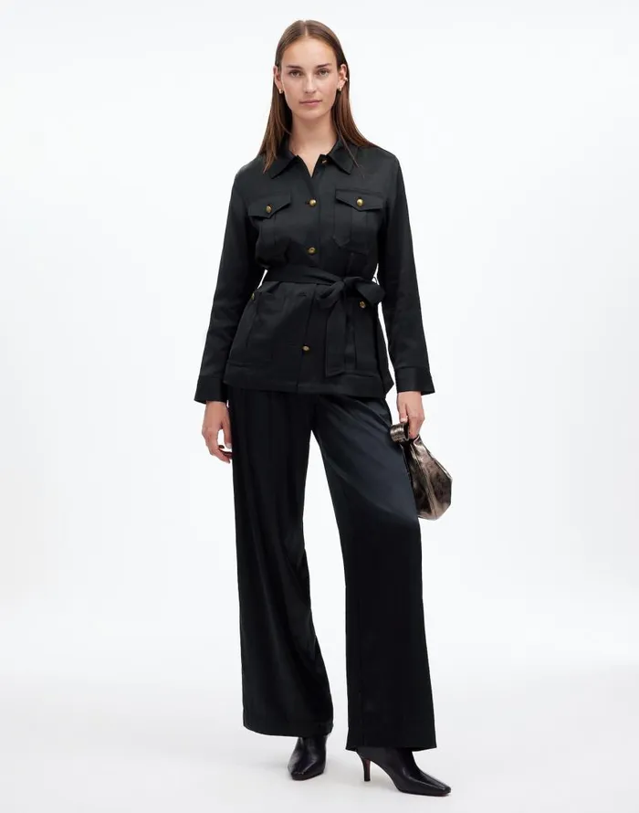 Coats Jackets Women Madewell DoubleFaced Satin Safari Jacket True Black