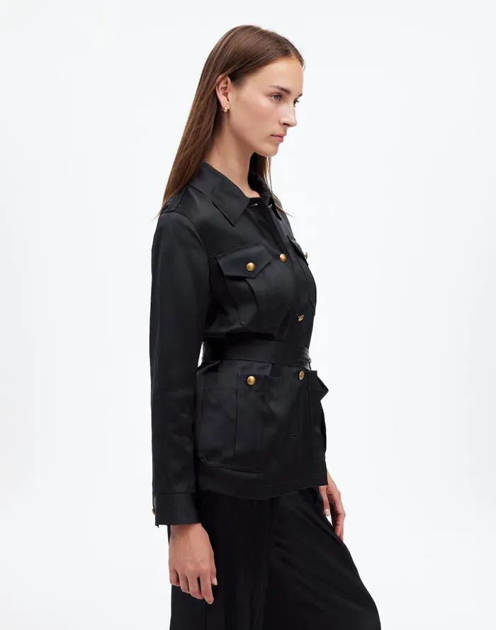 Coats Jackets Women Madewell DoubleFaced Satin Safari Jacket True Black