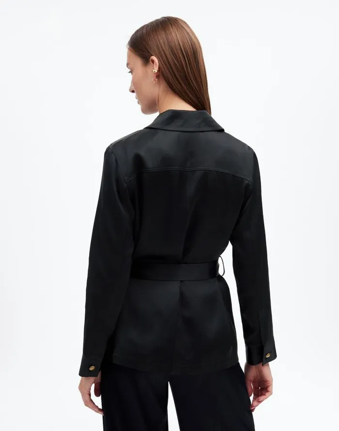 Coats Jackets Women Madewell DoubleFaced Satin Safari Jacket True Black