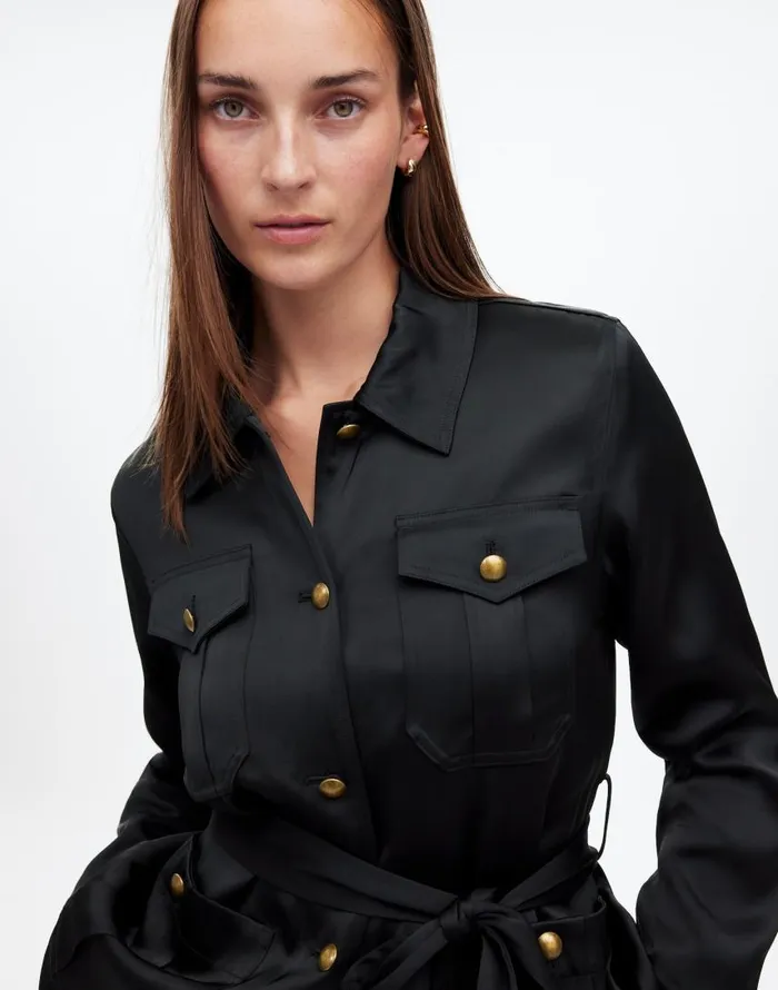 Coats Jackets Women Madewell DoubleFaced Satin Safari Jacket True Black