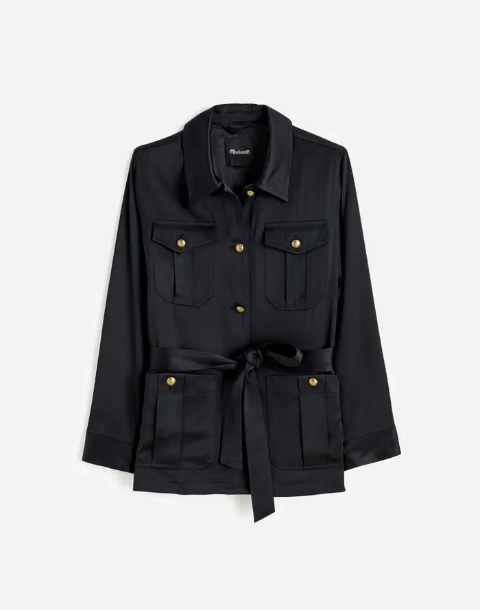 Coats Jackets Women Madewell DoubleFaced Satin Safari Jacket True Black