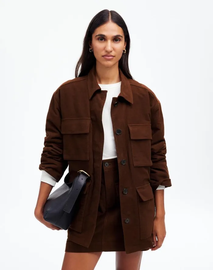 Coats Jackets Women Madewell FlapPocket Field Jacket Dark Chicory