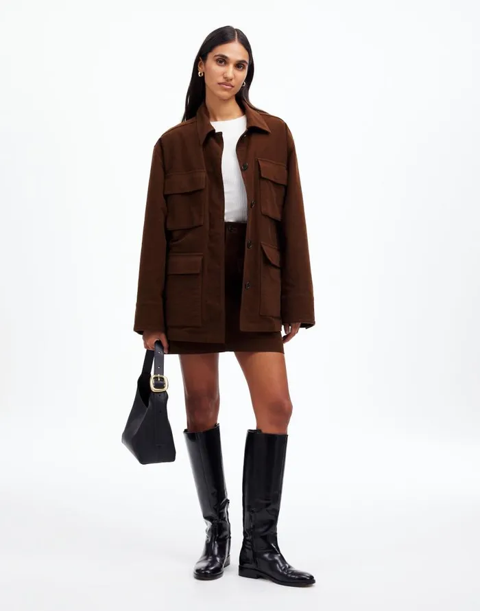 Coats Jackets Women Madewell FlapPocket Field Jacket Dark Chicory