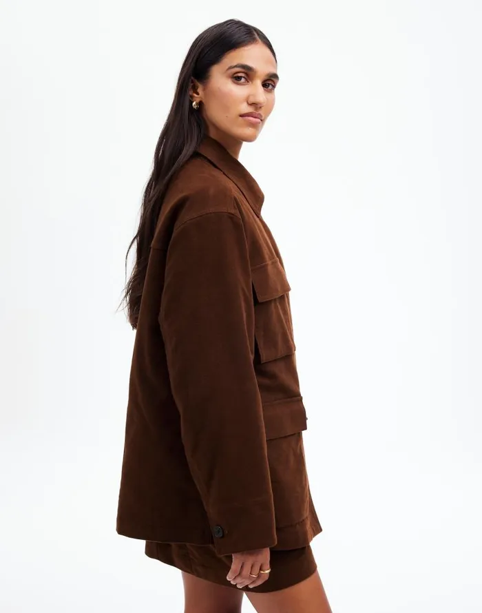 Coats Jackets Women Madewell FlapPocket Field Jacket Dark Chicory