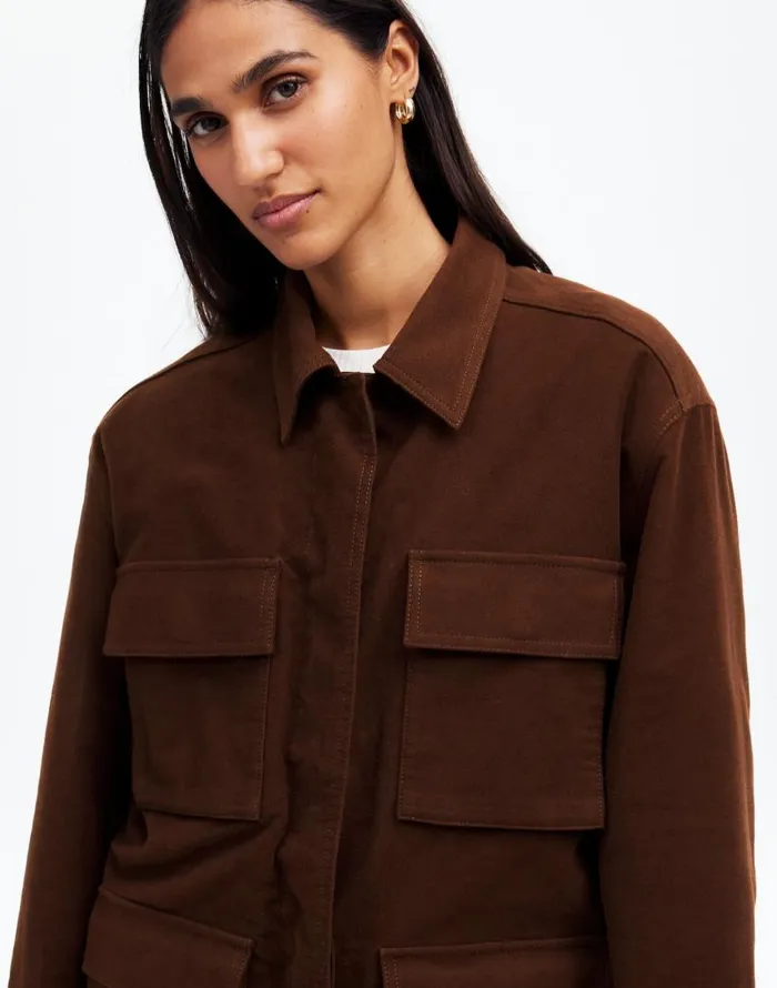 Coats Jackets Women Madewell FlapPocket Field Jacket Dark Chicory