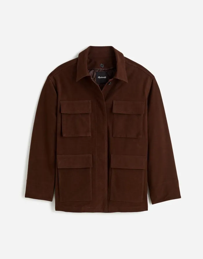 Coats Jackets Women Madewell FlapPocket Field Jacket Dark Chicory