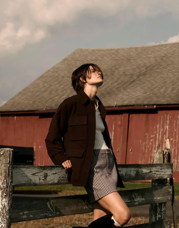Coats Jackets Women Madewell FlapPocket Field Jacket Dark Chicory