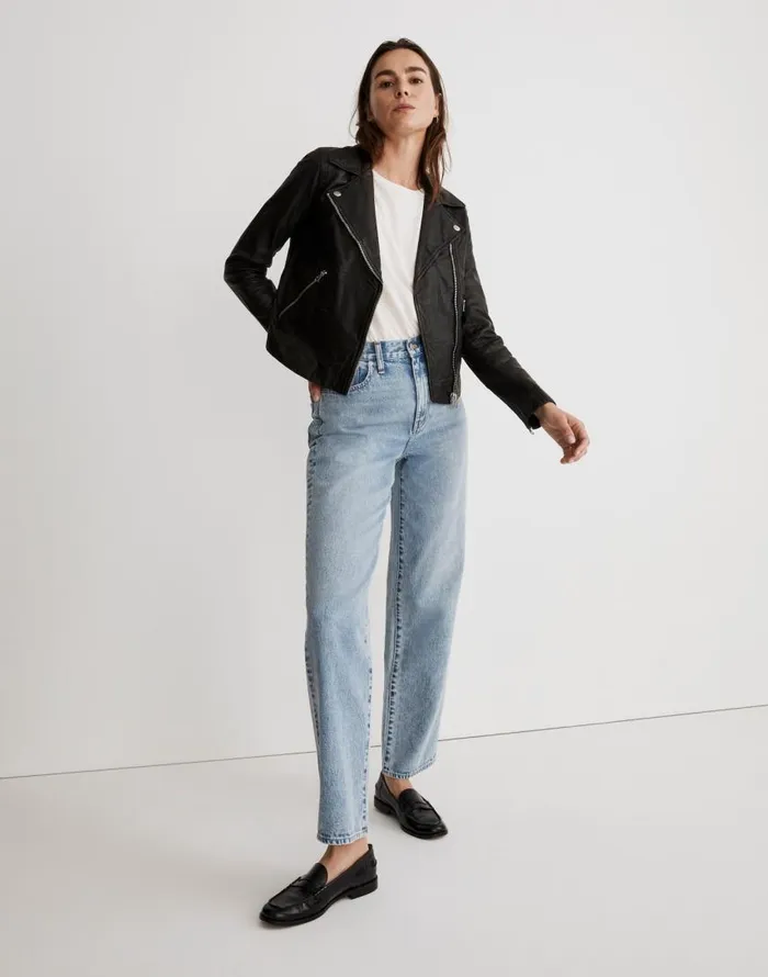Coats Jackets Women Madewell The Washed Leather Motorcycle Jacket True Black