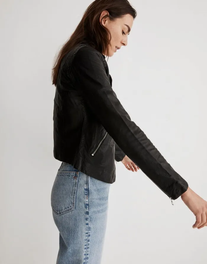 Coats Jackets Women Madewell The Washed Leather Motorcycle Jacket True Black