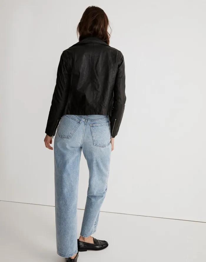 Coats Jackets Women Madewell The Washed Leather Motorcycle Jacket True Black