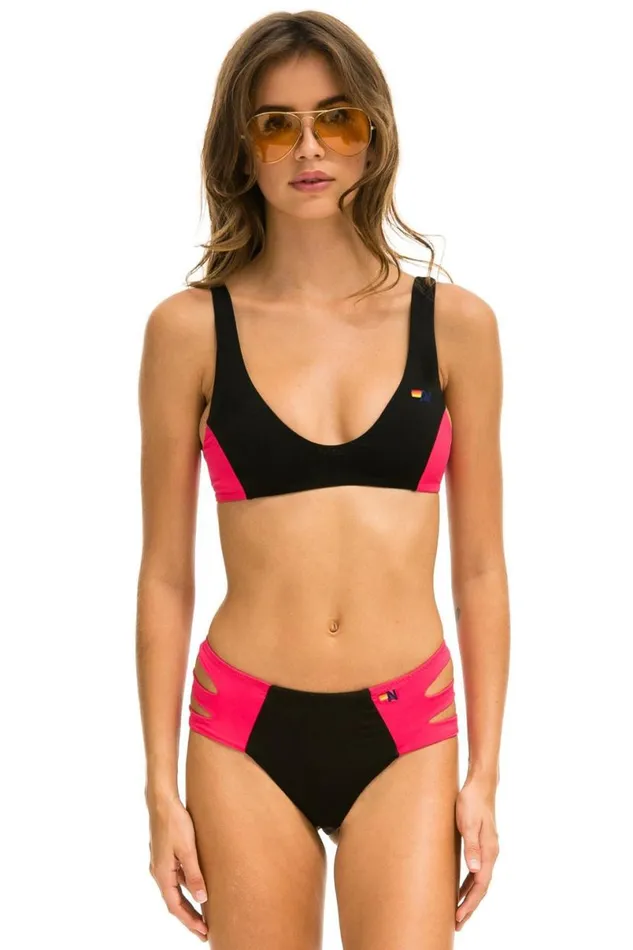 Color Block Bralette Bikini Top 8211 Black Red Women Aviator Nation Swim Tops Color Block Bralette Bikini Top 8211 Black Red Women Aviator Nation Swim Tops