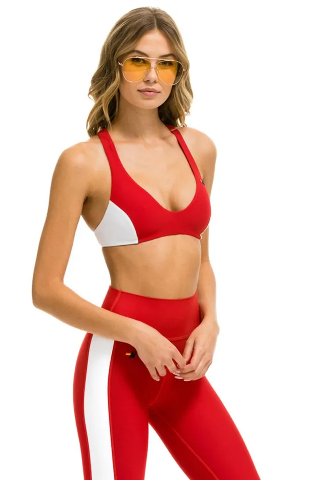 Color Block Bralette Sports Bra 8211 Cherry Women Aviator Nation Sports Bras