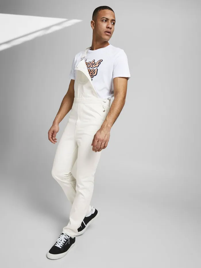 Comfort Jeans JACK and JONES Mens MIKE AM 245 DUNGAREES White Ecru
