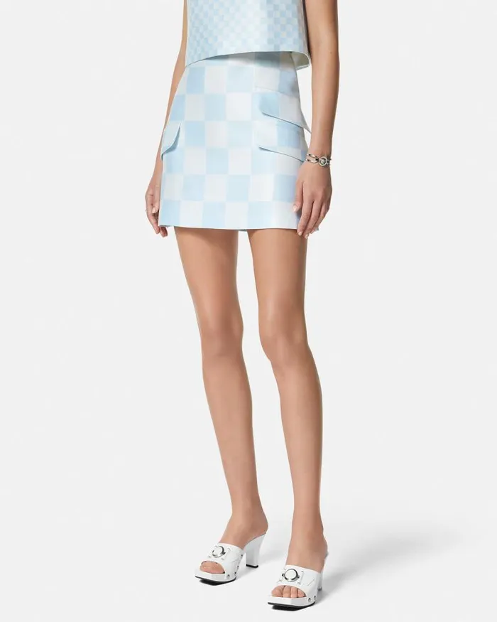 Contrasto Duchesse Mini Skirt Whiteblue Women Versace Skirts