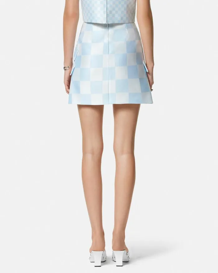 Contrasto Duchesse Mini Skirt Whiteblue Women Versace Skirts