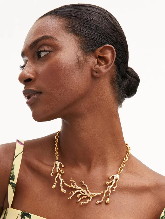 Coral and Gold Drops Necklace Gold Women Oscar De La Renta Necklaces Coral and Gold Drops Necklace Gold Women Oscar De La Renta Necklaces