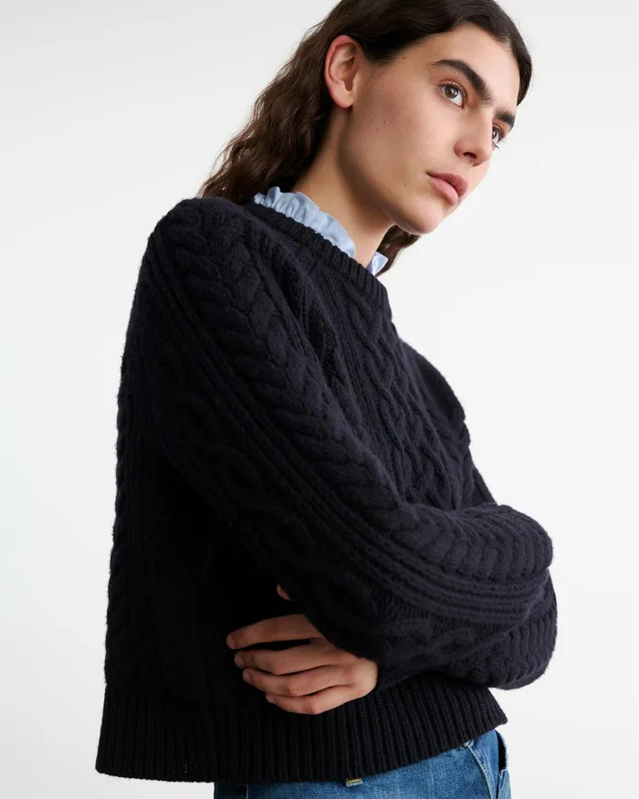CORAS SWEATER Dark Brown Women Nili Lotan Knits and Sweaters
