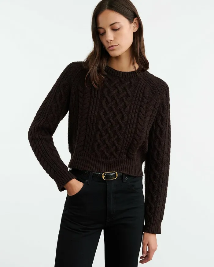 CORAS SWEATER Dark Brown Women Nili Lotan Knits and Sweaters