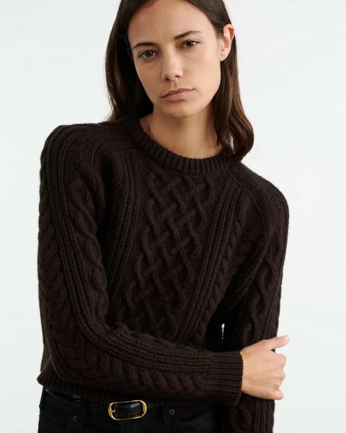 CORAS SWEATER Dark Brown Women Nili Lotan Knits and Sweaters