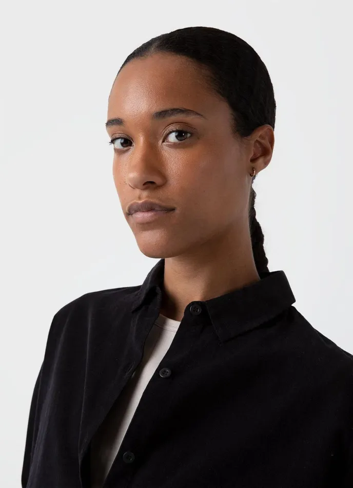 Corduroy Shirt Black Women SUNSPEL Shirts and Blouses