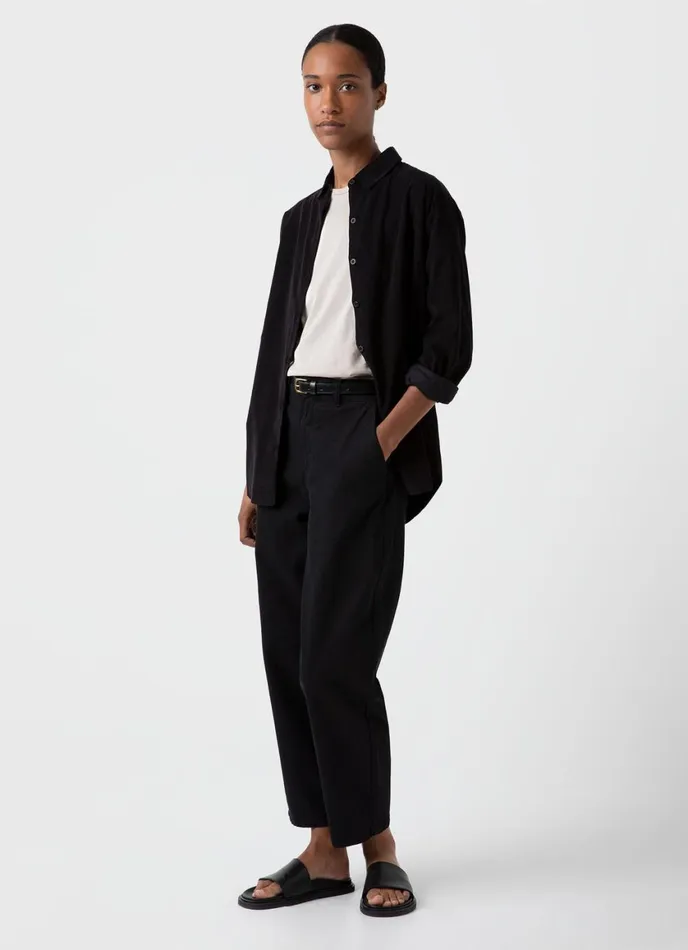 Corduroy Shirt Black Women SUNSPEL Shirts and Blouses