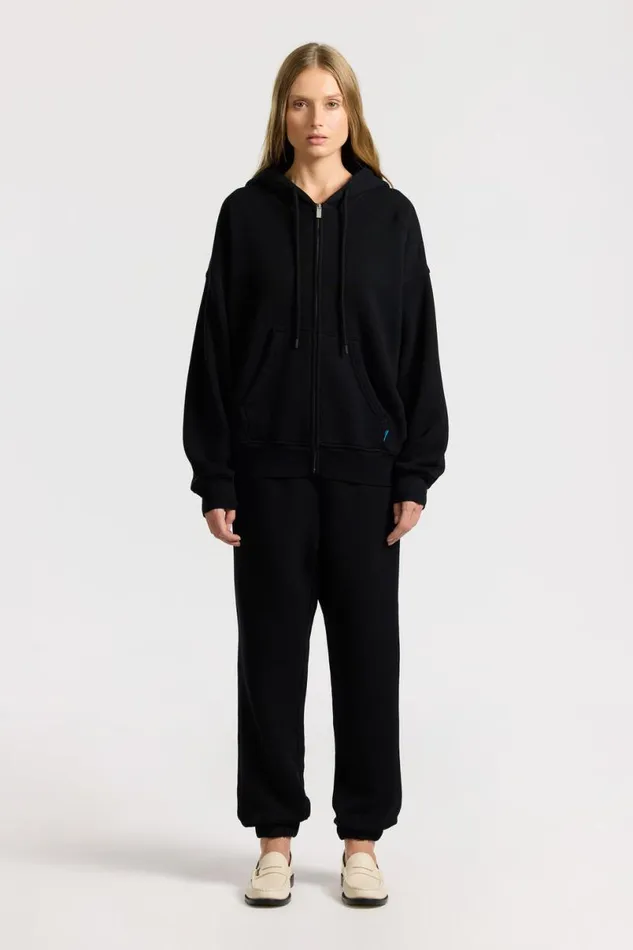 COTTON CITIZEN Boston Zip Hoodie Jet Black Women Sweatshirts COTTON CITIZEN Boston Zip Hoodie Jet Black Women Sweatshirts