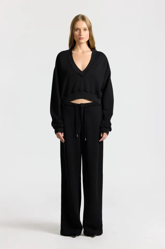 COTTON CITIZEN Geneva Sweatshirt Jet Black Women Sweatshirts COTTON CITIZEN Geneva Sweatshirt Jet Black Women Sweatshirts