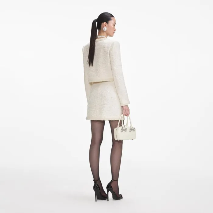 Cream Boucle Pearl Trim Jacket Women Self Portrait Outerwear Cream Boucle Pearl Trim Jacket Women Self Portrait Outerwear