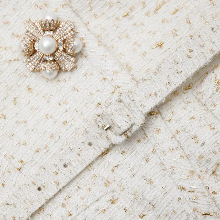 Cream Metallic Boucle Mini Jacket Dress Women Self Portrait Dresses Cream Metallic Boucle Mini Jacket Dress Women Self Portrait Dresses