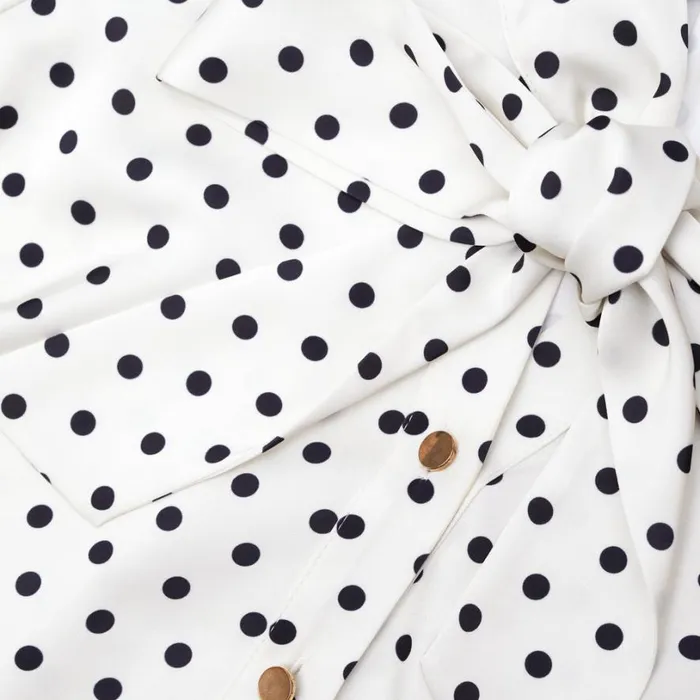 Cream Polka Dot Satin Midi Dress Women Self Portrait Dresses