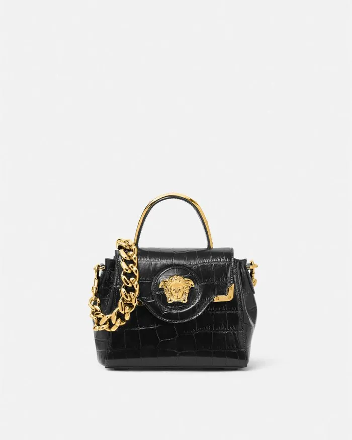 CrocEffect La Medusa Small Handbag Blackgold Women Versace Top Handle