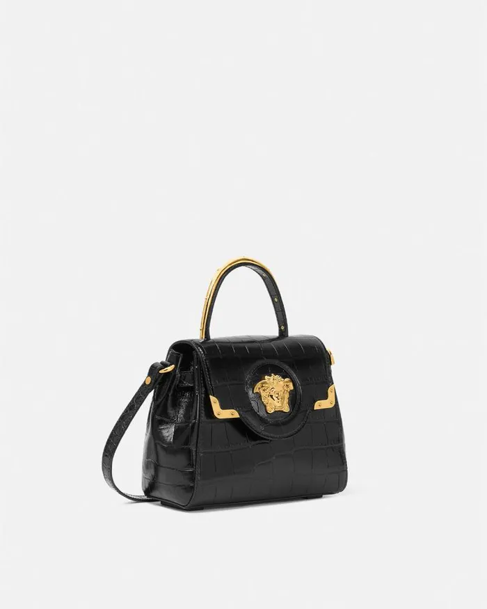 CrocEffect La Medusa Small Handbag Blackgold Women Versace Top Handle