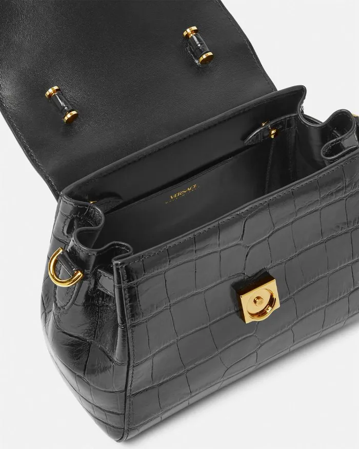 CrocEffect La Medusa Small Handbag Blackgold Women Versace Top Handle