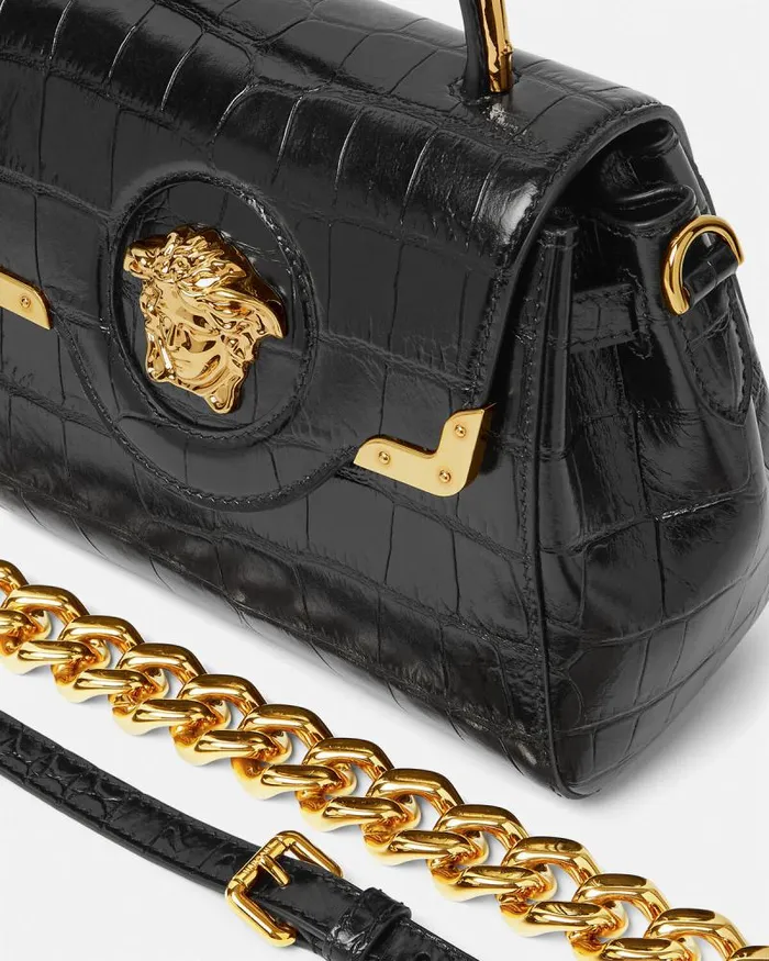 CrocEffect La Medusa Small Handbag Blackgold Women Versace Top Handle