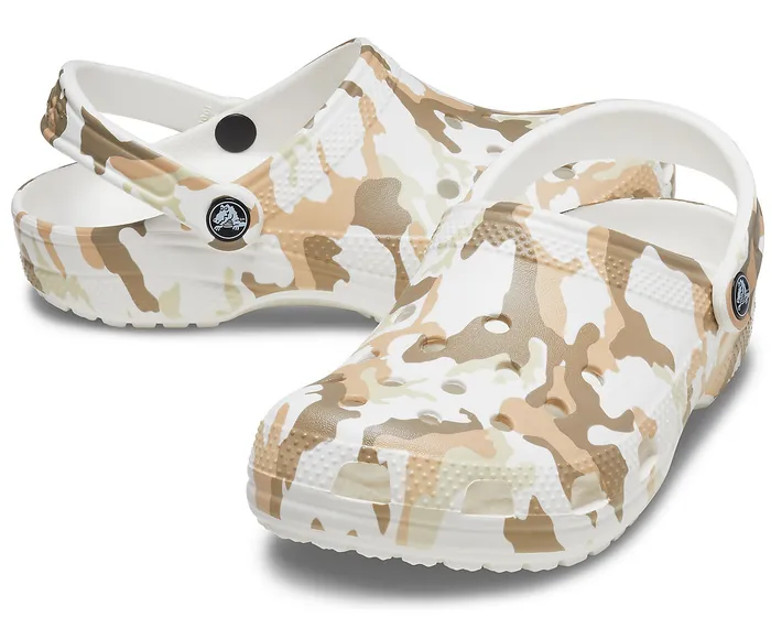 Crocs Clogs WomenMen Classic Printed Camo Clog White Multi