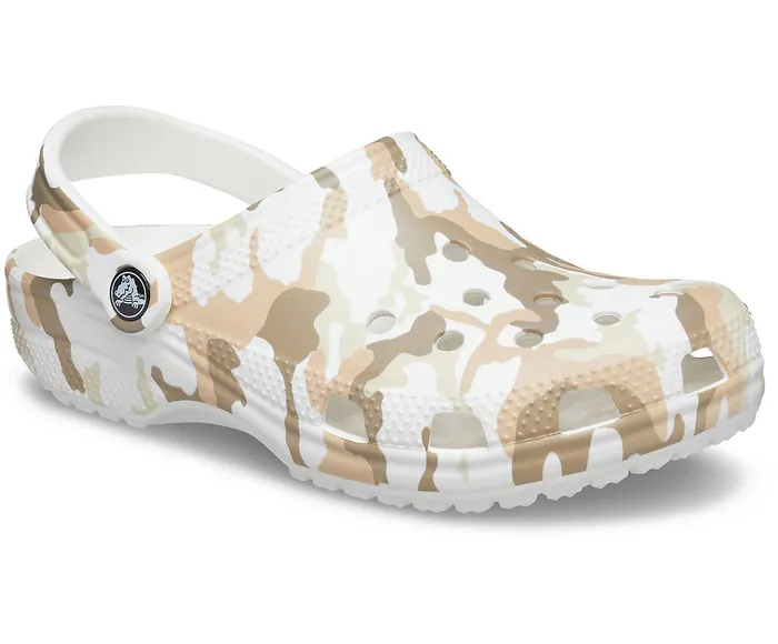Crocs Clogs WomenMen Classic Printed Camo Clog White Multi