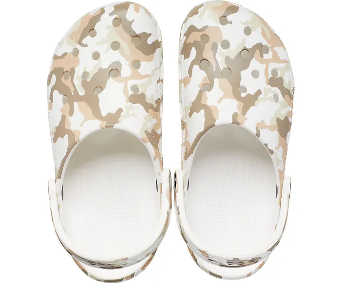 Crocs Clogs WomenMen Classic Printed Camo Clog White Multi