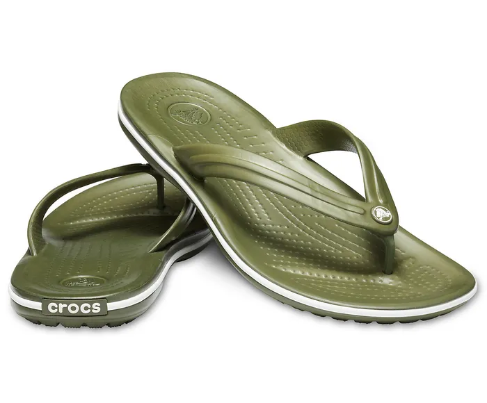 Crocs FlipFlops WomenMen Crocband Flip Army Green White